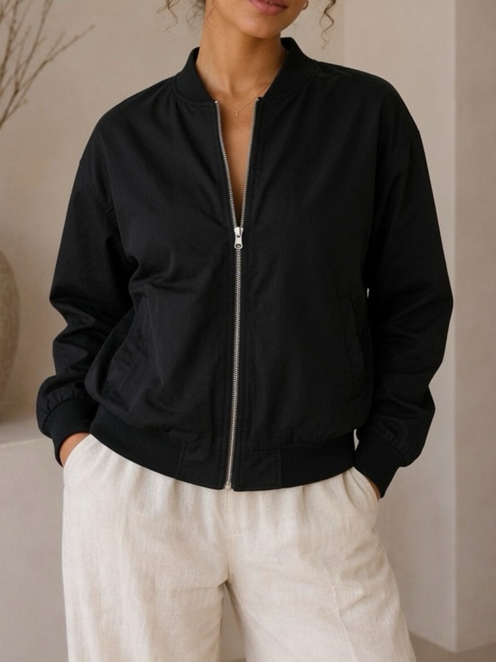 ASOS Black Zip-Up Bomber Jacket
